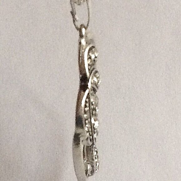 Palm Tree Pendant Necklace Crystal Silver Plated 23" X-Long Chain Coconut Island - Picture 10 of 12